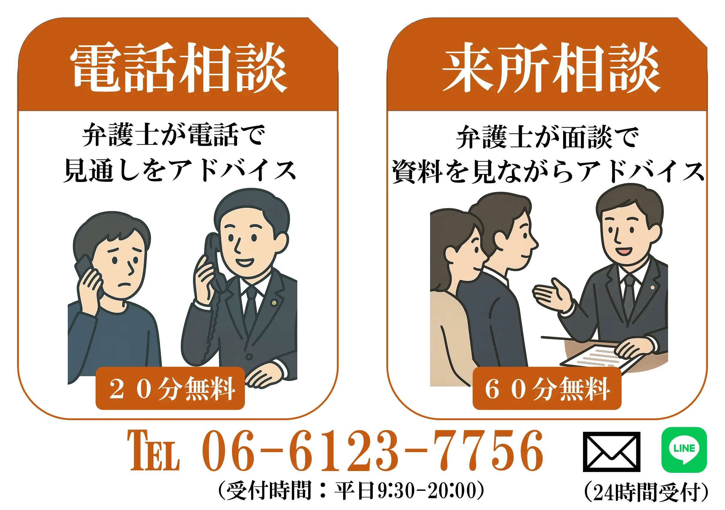 弁護士に電話相談又は面談相談