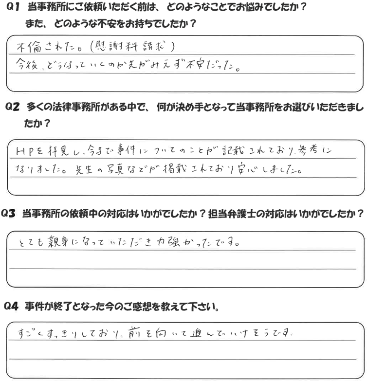 MY様・30歳男性・パートのアンケート